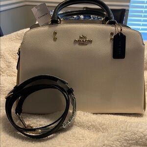 Coach White and Black Satchel Bag
